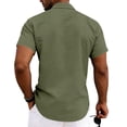 thumbnail image 4 of Yifymode Mens Button Down Shirts Short Sleeve Casual Shirt Summer Beach Wedding Tops with Pocket,Army Green XL, 4 of 5