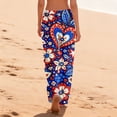 thumbnail image 5 of America 250 Pants for Women Independence Day USA Flag Print Wide Leg Pants Elastic High Waist Relaxed Fit Daily Wear Soft Pajama Bottoms, #01 Multicolor, L, 5 of 5