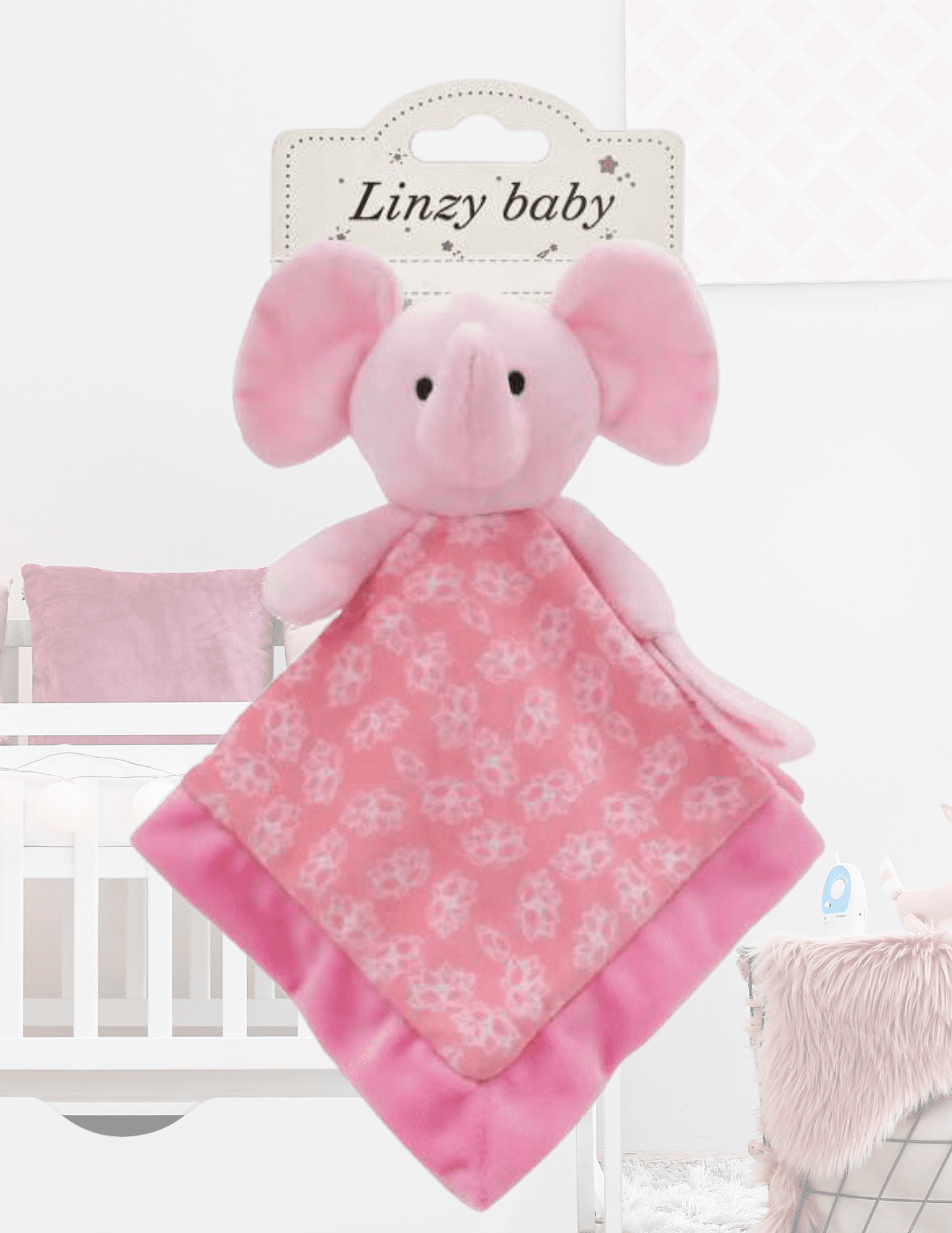 LINZY BABY Pink Elephant Stuffed Animal And Security Baby Blanket Combined Infant Toddlers Boys And Girls Soft Cuddly Smoochy Floppy Linzy Toys 12.5 x 12.5 908131F Walmart