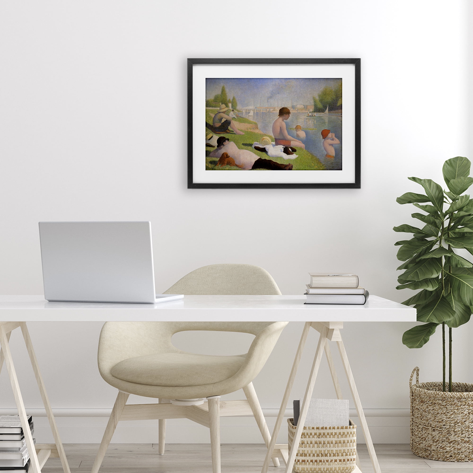 Stupell Industries Afternoon Bathers Georges Seurat Black Framed Print Under Glass, design by Georges Seurat