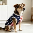 thumbnail image 4 of Half-and-Half Pet Tank Top with American Flag Design Breathable Mesh Sleeveless Shirt Red White Blue Stars and Stripes Pet Clothinfg for Small Medium Dogs and Cats 4th of July Summer and Daily Wear, 4 of 5