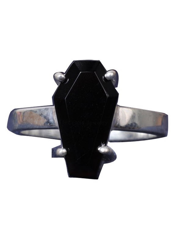 Black Onyx Natural Healing Copper Gemstone Coffin Ring, Metaphysical Gifts, Attractive Jewelry, Ethnic Ring, Adorable Ring, Expensive Ring (Black Onyx, Size 7)