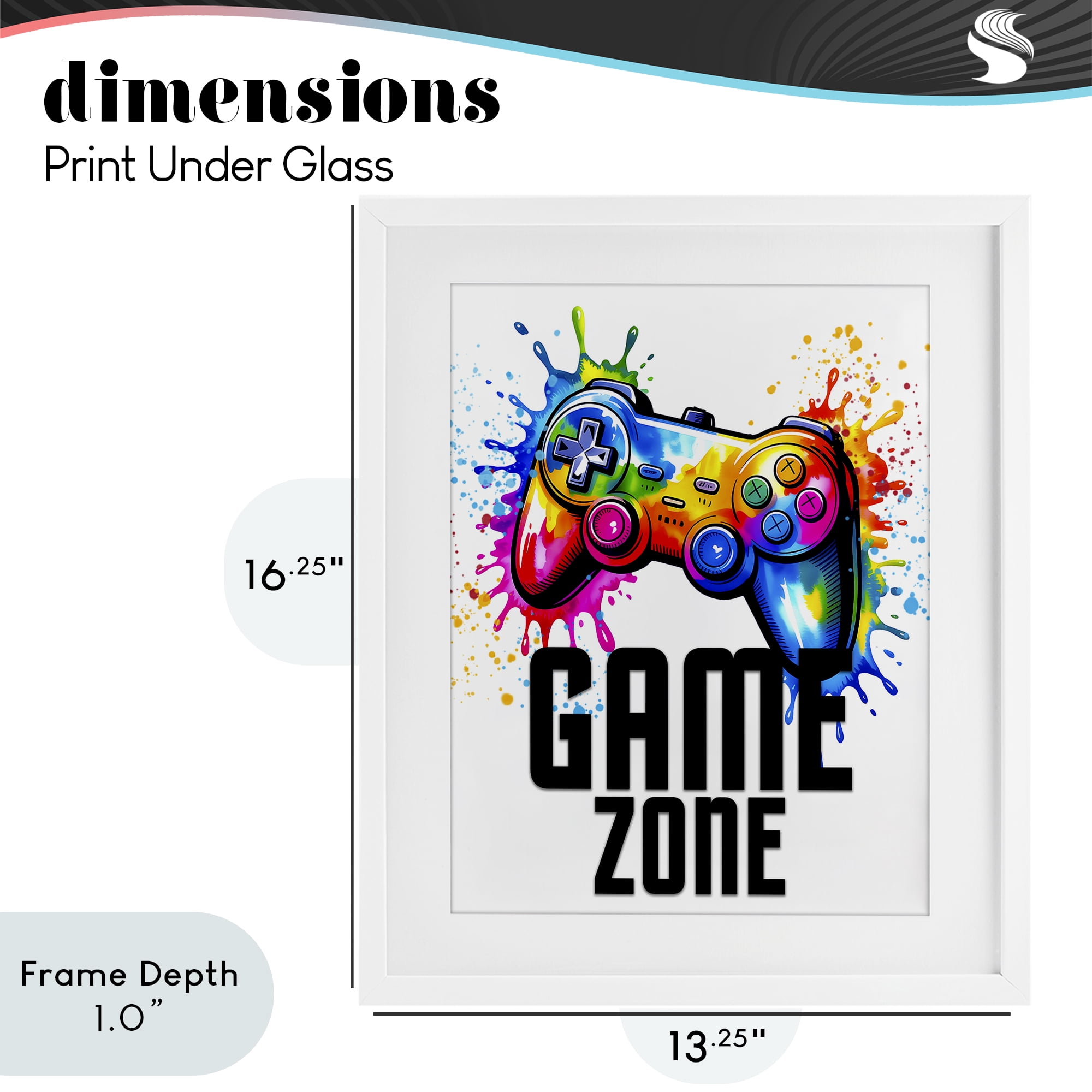 Stupell Industries Game Zone Splash White Framed Print Under Glass, design by Kim Allen