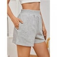 thumbnail image 4 of HTNBO Womens Shorts for Summer Casual Elastic Waist Wide Leg Solid Color Workout Shorts, 4 of 5
