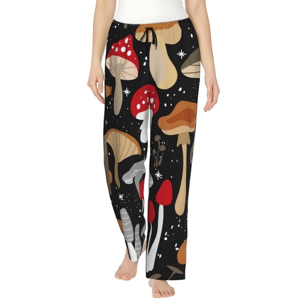 Balery Various Mushrooms Pantalones de pijama para mujer, pijamas ultraligeros, pantalones de estar por casa-3X-Large