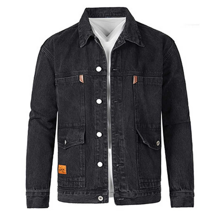 Denim Jacket Men, Men's Button Up Trucker Jacket Multi-pockets