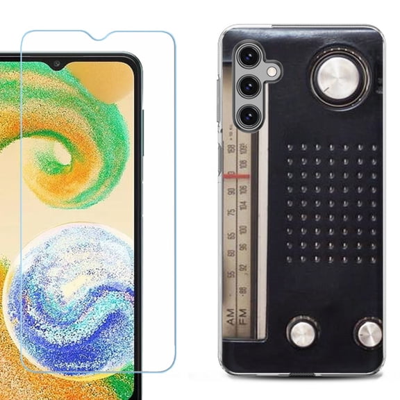 OneToughShield ® Compatible with Samsung Galaxy A15 5G, Shockproof Phone Case, with Tempered Glass Screen Protector - Vintage Radio
