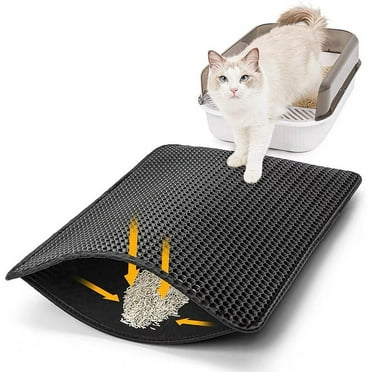 Uervoton Cat Litter Mat Cat Litter Trapping Mat, Honeycomb Double Layer Design, Easy to Clean Litter Box Mat, Waterproof, Urine-Proof, Non-Slip for Floor, Washable