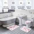 thumbnail image 5 of Pink Flowers Bath Mat 3 Piece Bathroom Rug Set, Vintage White Floral Plant Herb Botanical Non Slip Bath Rug Contour Mat and Toilet Lid Cover, Absorbent Shower Mats Soft Bath Rugs and Mats Sets, 5 of 8