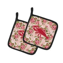 Caroline's Treasures BB1028-RS-PK-PTHD Lobster Shabby Chic Pink Roses Pair of Pot Holders , 7.5HX7.5W, multicolor