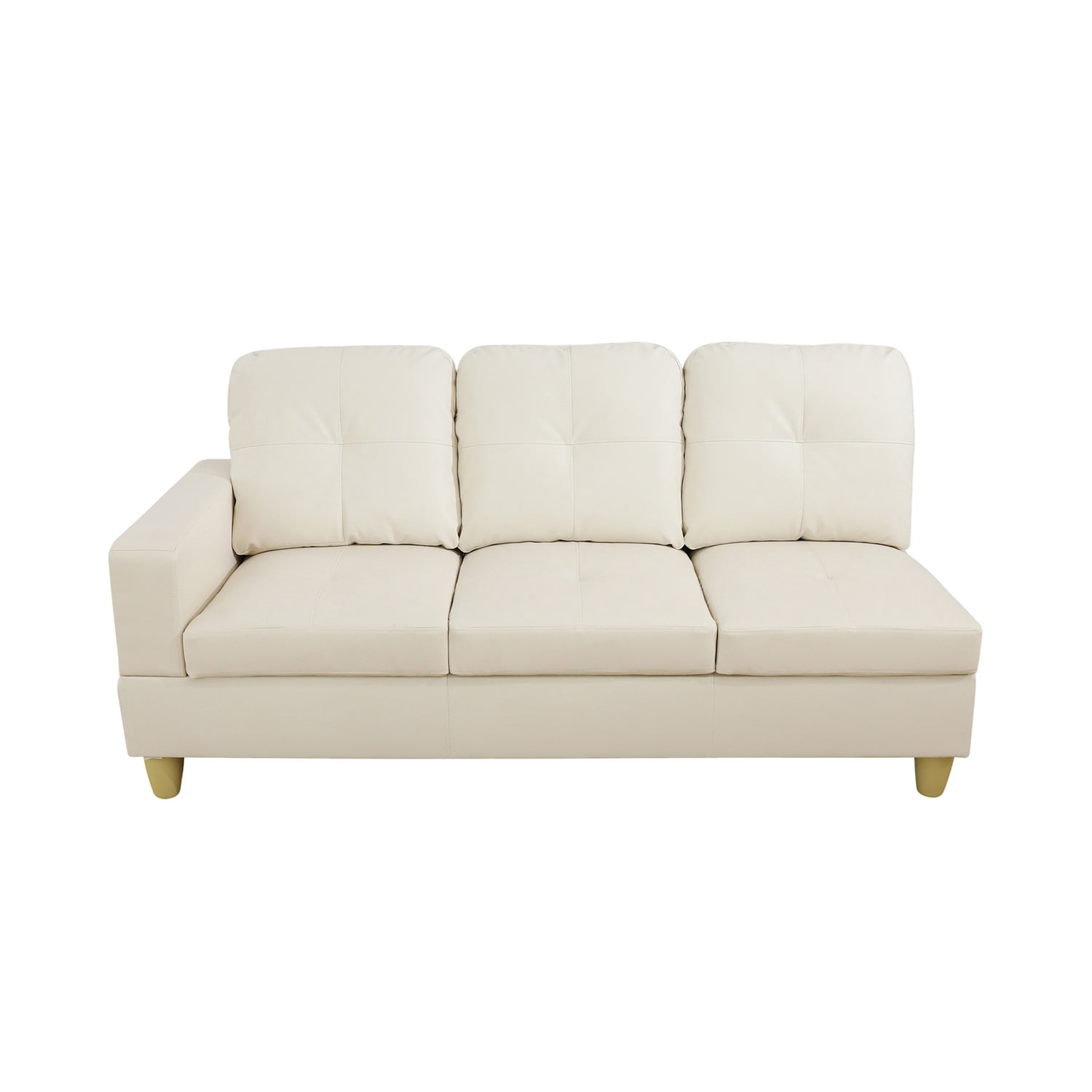 Hommoo Sofa Set, Faux Leather 2-Piece Couch Living Room Sofa Set,White