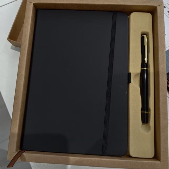 Clearance Under $10! A5 Bound Notebook With Pen Gift Box, 100 Sheets (200 Pages)/Gold Color Composition Notebook Notepad