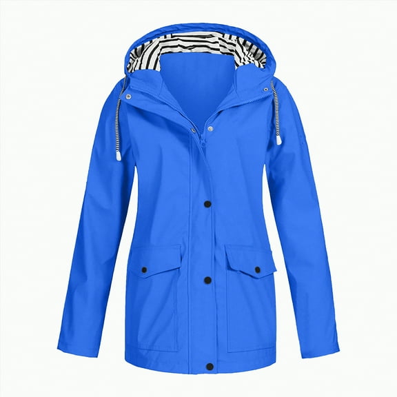 Godom Womens Waterproof Rain Jacket with Hood,Teen Girls Lightweight Long Sleeve Windbreaker 2025 Fashion Coats,Zip Up Drawstring Raincoat with Pockets