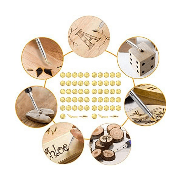 56 Pcs Wood Burning Accessories for Pyrography Pen Wood Embossing Carving DIY Crafts