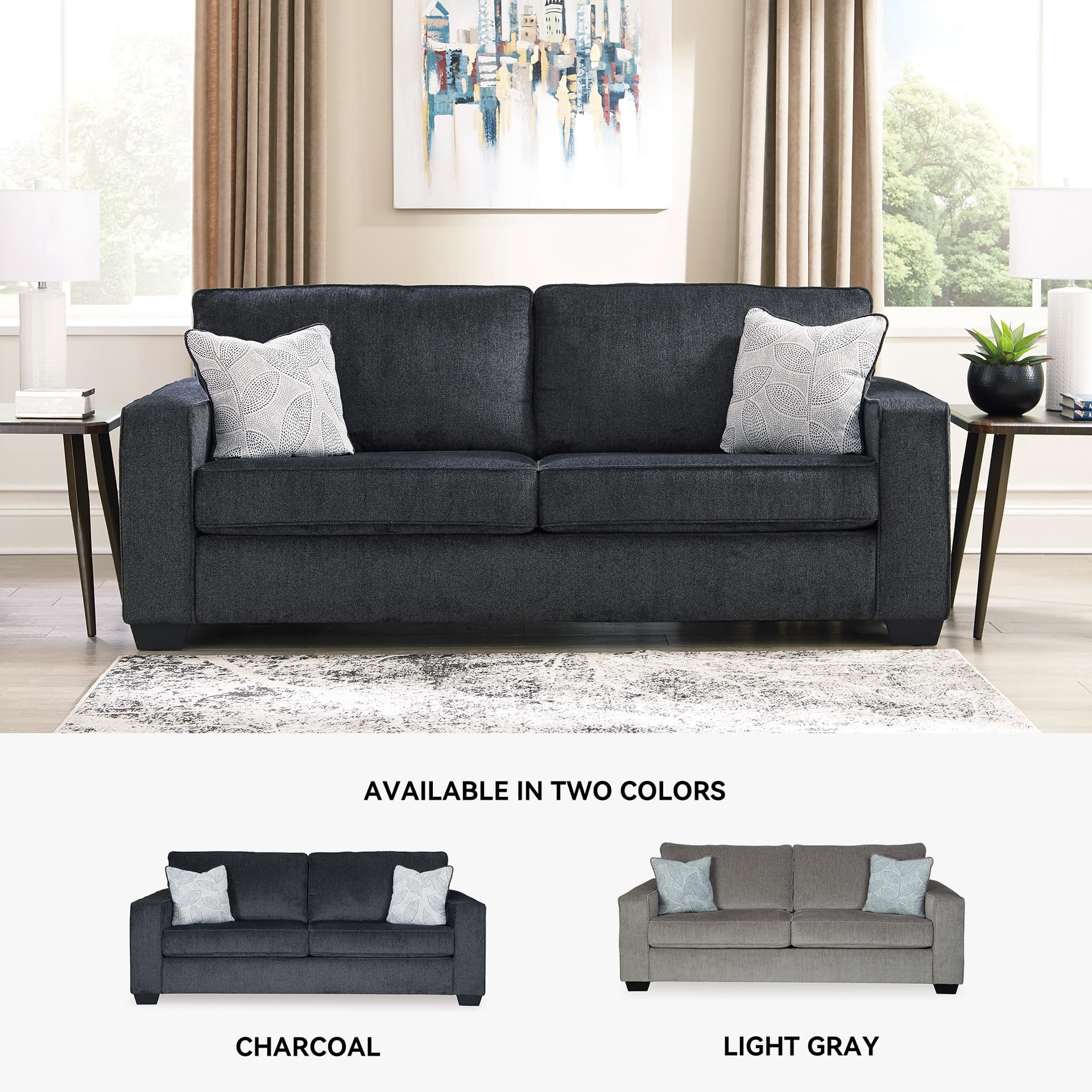 Ashley Furniture Polyester Signature Design Altari Sofa with Pillow, Slate