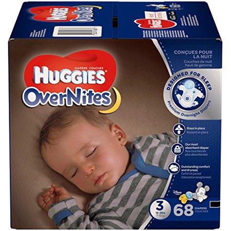 HUGGIES OverNites Diapers, Size 3 (16-28 lb.), 68 ct, Overnight Diapers ...