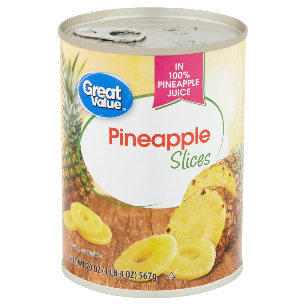 Great Value Pineapple Slices in 100 Juice, 20 oz can