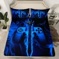 thumbnail image 2 of jejeloiu Blue Gamepad Twin Sheet Sets,Modern Video Game Twin Fitted Sheet,Gaming Gamer Flat Sheet For Girl Kids,Super Cozy Bedroom Decor,3pcs, 2 of 7