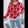 thumbnail image 4 of Suéter de Cuello Alto para Mujer, Larga, Bloque, Corazón, Tejido, Otoño Invierno, Jersey de Punto Acanalado. Rojo L, 4 of 10