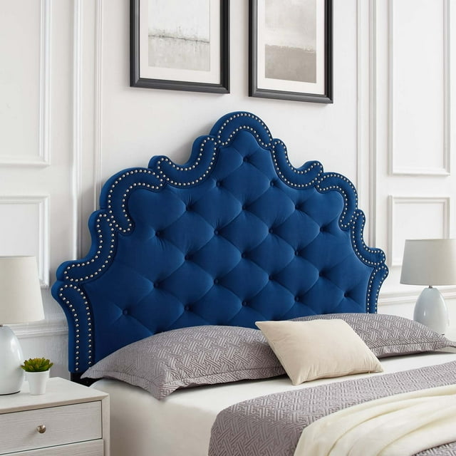 Modway Arabella Button-Tufted Performance Velvet Twin Headboard in Navy