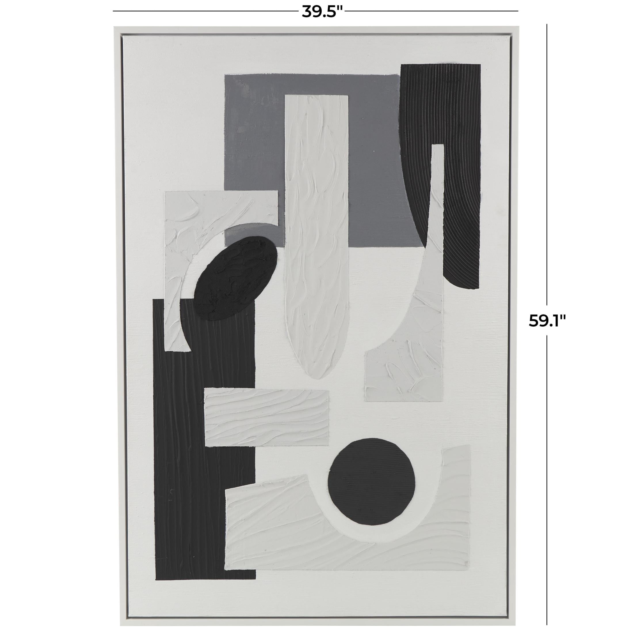 40" x 59" Textured Geometric Framed Wall Art with Various Shapes and Black Accents, by DecMode