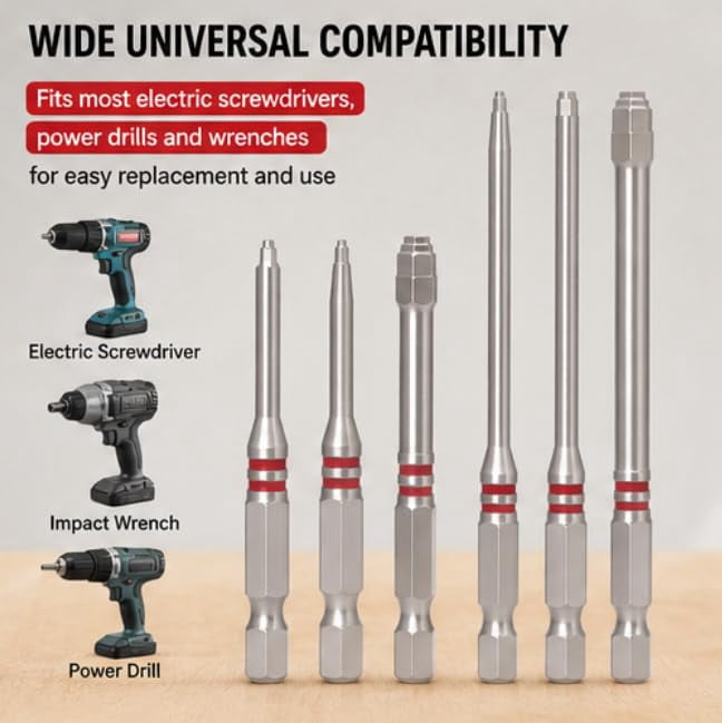 6-Piece Pagoda Shaped Drill Bit, Pagoda Hex High-Magnetic Screwdriver Bit Set, One Single Tool Firmly Fastens Nuts from 1.5mm to 6mm, Compatible with Drills and Wrenches (12PCS)