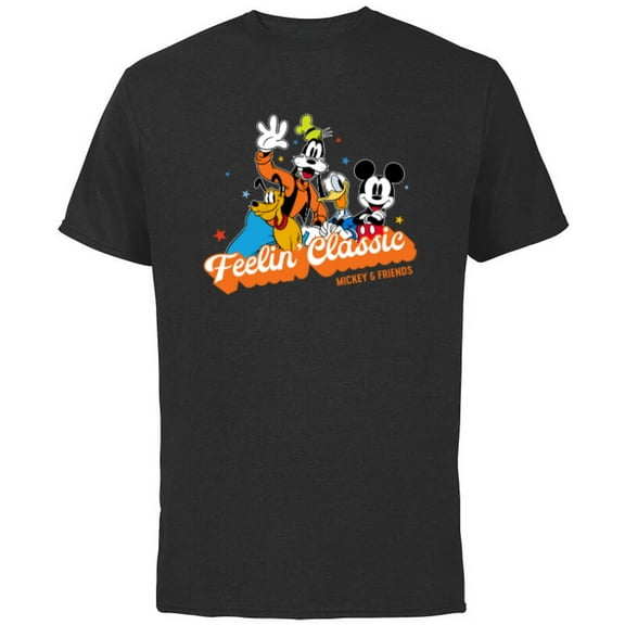 Disney Mickey & Friends Feelin’ Classic Retro Vintage - Short Sleeve Cotton T-Shirt for Adults - Customized-Black