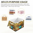 thumbnail image 7 of Large Collapsible Storage Box Flip Lid Fabric Decorative Organizer Container Basket with Handles 16.5×12.6×11.8in Exquisite Vase and Fresh Flowers, 7 of 7