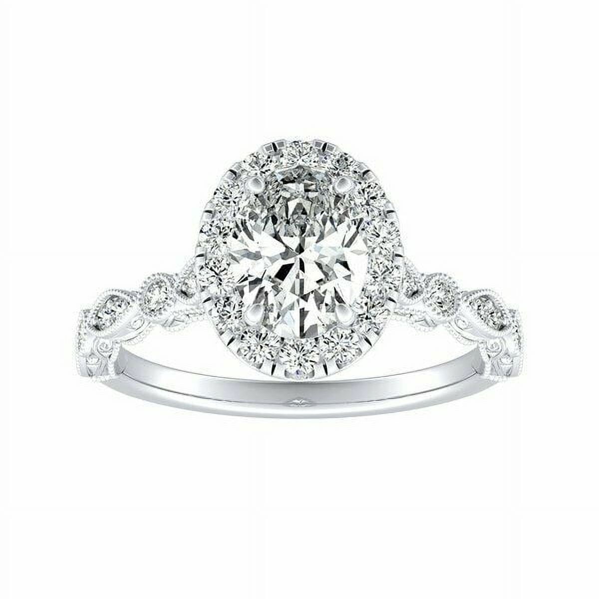 HeartsAndYou 2ct Oval Cut Moissanite Milgrain Vintage Inspired Engagement Ring for Women 18k White Gold over Silver Stylish