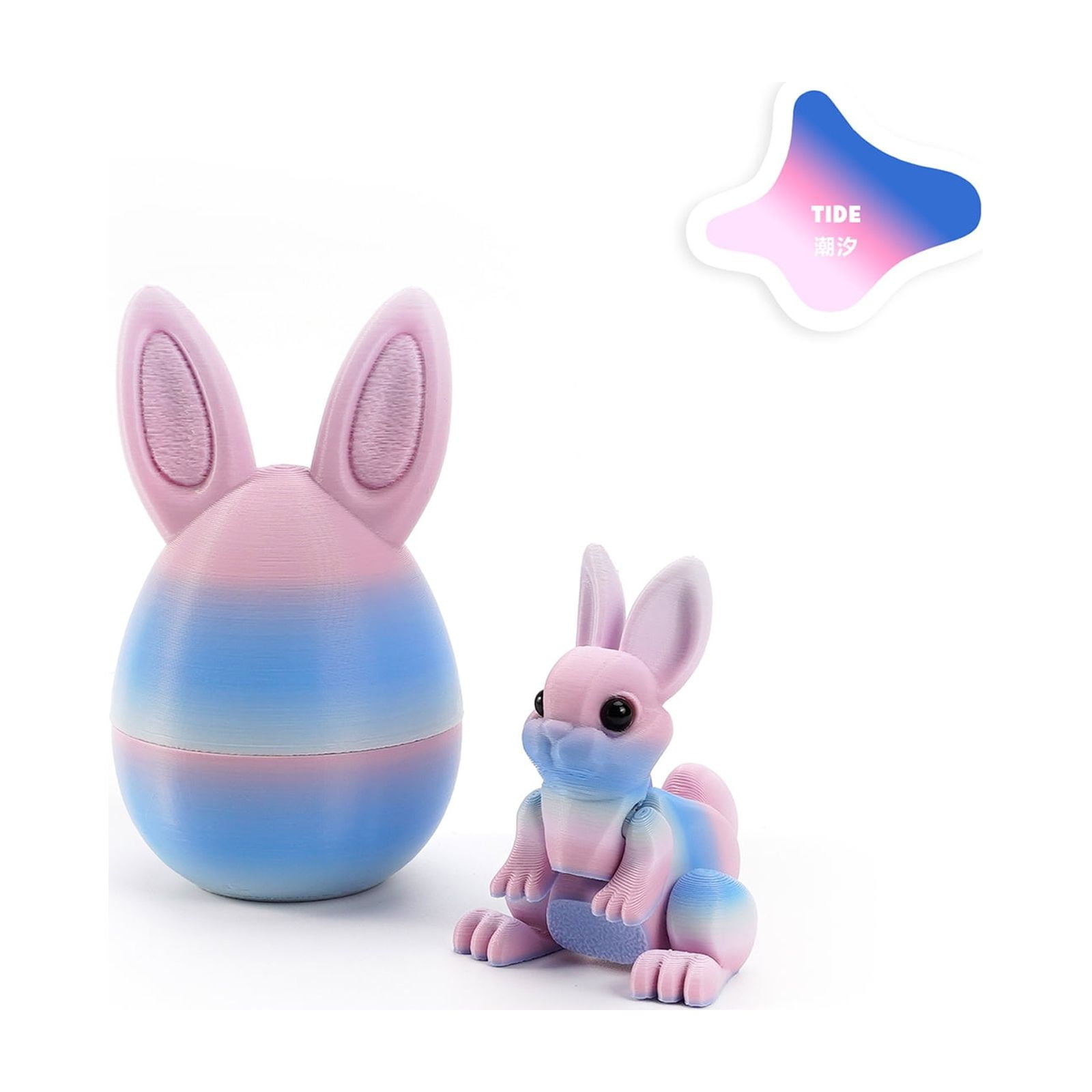 6Pcs 3.27Inch 3D Printed Easter Eggs Basket Stuffers, Mystery Egg Includes Bunny, for Easter Gifts Home Executive Desk Decorations