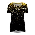 thumbnail image 4 of ICHUANYI Clearance Fashion Woman Causal Round Neck Printing Blouse Short Sleeve T-Shirt Summer Tops(Black, S) ICHUANYI WER2023081016942, 4 of 5