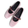 thumbnail image 2 of Zapatillas de ballet WENJIAZHIZHI, de gamuza, punta cuadrada, rosa, 37 (6.5), 2 of 7