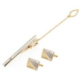 thumbnail image 2 of 1 Set Rhinestone Men Necktie Tie Clip Business Shirts Cufflinks Golden Cufflinks, 2 of 8