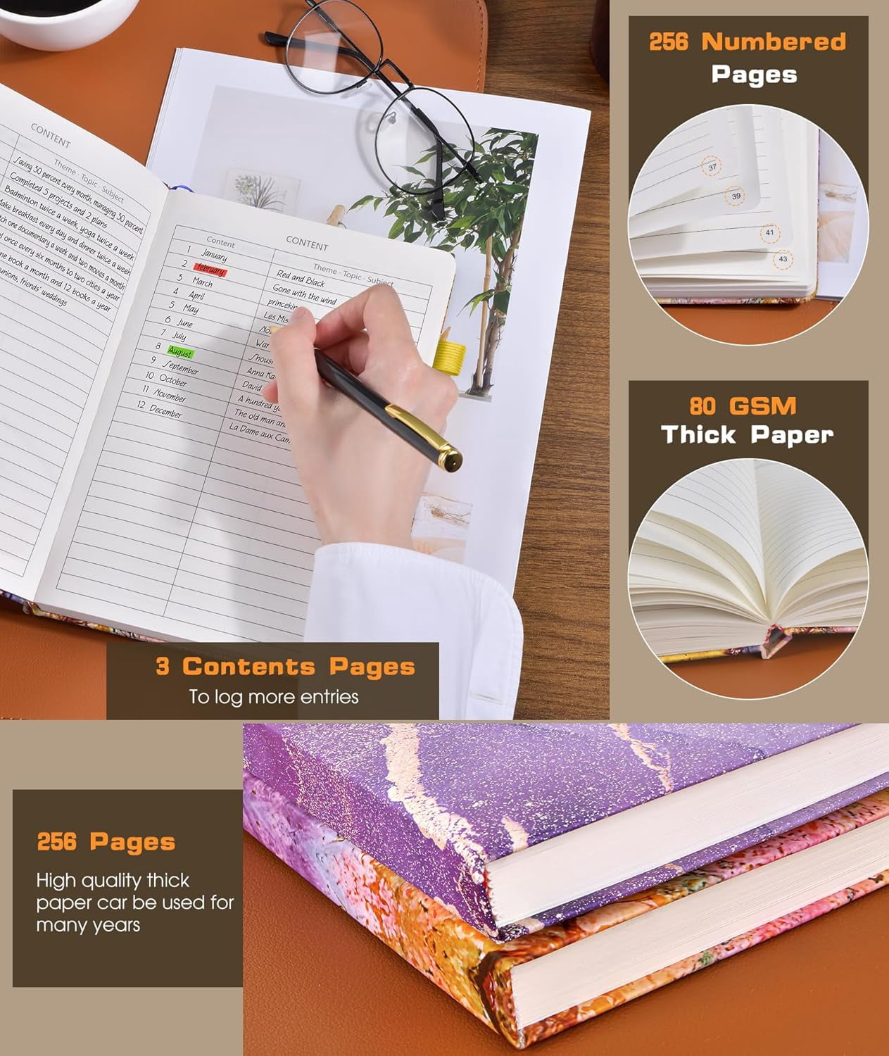 General Lined Journal Notebook for Women Men, 256 Numbered Pages Hardcover Notebooks for Work, A5 Journaling Notebooks, College Ruled Journals for Writing Business School 5.75" x 8.38" Autumn Tree