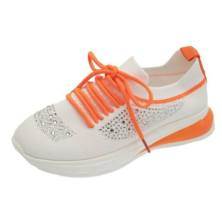 

KBKYBUYZ Summer Fashion Rhinestone Flying Woven Color Matching Women s Mesh Sports Shoes Women s Shoes Summer Clearance