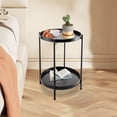 thumbnail image 2 of 2-Tier Folding End Table Metal Round Side Table with Removable Tray for Living Room(15.2”Dx20”H),Small Folding Accent Table, 2 of 7
