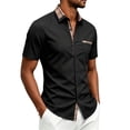 thumbnail image 4 of SAWOBUUN Men's Short Sleeve Button Down Shirt Plaid Casual Slim Fit Dress Shirt Summer Business Work Top with Chest Pocket, 4 of 9