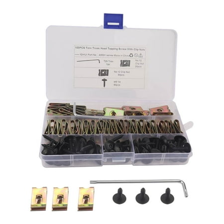 

100Pcs Clip Nut Screws M5*19 Metal Replaces Accessories Fastener with Storage Case No.12 Mounting for A5531 Vehicle