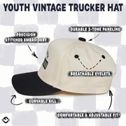 Funky Junque Kids Trucker Hat Baseball Cap - Two Tone Vintage Baby Baseball Cap, Infant Baseball Hat, Toddler Snapback Hat - Long Live Boyhood - Black/Beige