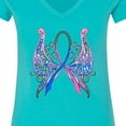 thumbnail image 4 of Inktastic Thyroid Cancer Awareness with Butterfly Ribbon Words Women's V-Neck T-Shirt, 4 of 5