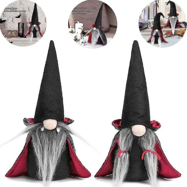 2 Piezas De Muñeca Enana Enana, Adornos De Pareja Enana, Regalo De Decoración De Sombrero De Halloween con Capa De Bruja Negra Extraña Divertida, para Vestir Festival De Atmósfera Fantasma