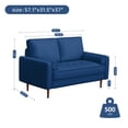 thumbnail image 6 of Dixie 57" Small Sofa Loveseat Couch, Premium Velvet Fabric And 2 Bolster Pillows Suitable for Apartment or Small Living Room, Blue, 6 of 17