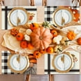 thumbnail image 5 of Hello Fall Pumpkin Maple Leaves Gnomes Buffalo Plaid Placemats Set of 6 for Dining Table 12 x 18 Inch Seasonal Autumn Harvest Holiday Rustic Vintage Thanksgiving Table Mats, 5 of 7