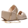 thumbnail image 6 of Cecelia New York BALEVES Taupe Chain Ankle Strap Leather Wedge Platform Sandals, 6 of 6