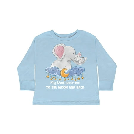 

Inktastic My Dad Loves me to the Moon and Back Elephant Family Gift Toddler Boy or Toddler Girl Long Sleeve T-Shirt