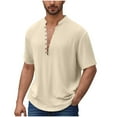 thumbnail image 3 of T-Shirts for Man Plus Size Short Sleeve V-Neck Lightweight Tops & Blouses Summer Casual Loose Fitness Pullover T-Shirt Gifts for Men BeigeS, 3 of 10