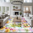 thumbnail image 4 of Watercolor Floral Gnomes 5'x7' Area Rug, Spring Flowers Butterflies Grid Washable Non-Slip Soft Rugs, Low-Pile Large Carpet for Living Room Bedroom Dining Room, Non-Shedding Accent Rug, 4 of 9
