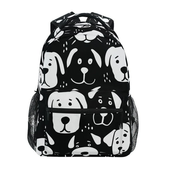 School Backpack Lightweight Multipocket College High Middle Student Bag 15L Black White Dog Face