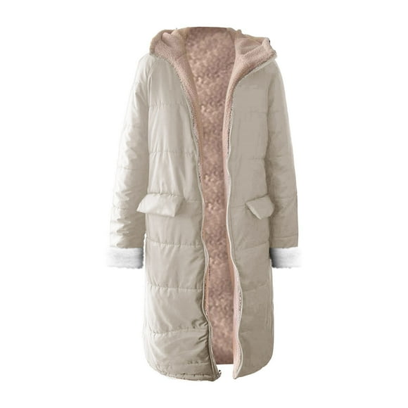 Breezora Women's Stylish Winter Double Faced Down Jacket with Long Sleeve Warm Coat for Casual Everyday Use XL Size Khaki