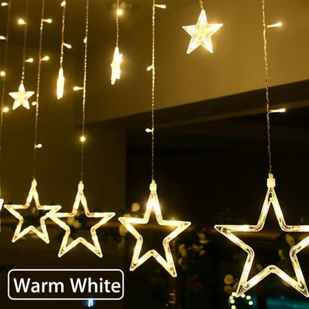 Starlight Curtain Curtain String Lights, EEEKit 138 LED 12 Stars Twinkle Star Window Curtain Lights Fairy Indoor Outdoor Decoration Strip Lights for Christmas, Valentine's Day, Party, Wedding, Home ()